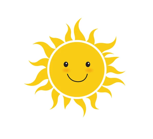 Χαμογελάει Ήλιος Ηλιακός Χαρακτήρας Λευκό Φόντο Εικονίδιο Emoji Εικονογράφηση Διανύσματος — Διανυσματικό Αρχείο