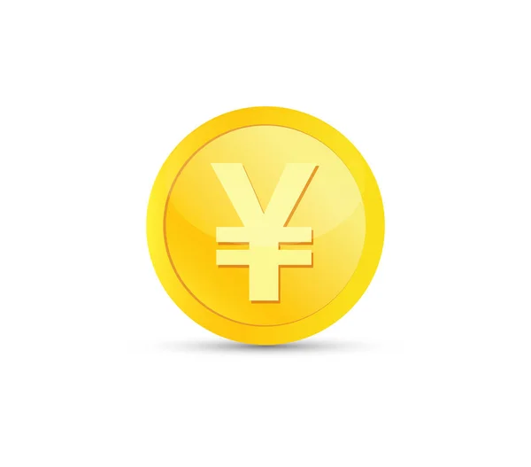 Yen Goldmünze Auf Weißem Hintergrund Währungssymbole Geldzeichen Vektorillustration — Stockvektor