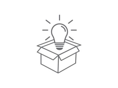 Alışılmışın dışında düşün. Parlak ampul. Yaratıcı fikir konsepti. Girişim işi. Satır simgesi. Vektör illüstrasyonu