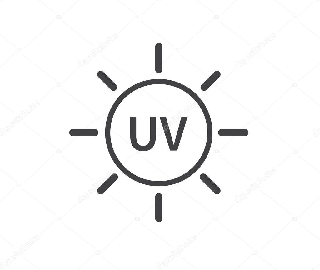 Uv protection icon on white background. thin line symbol. Vector illustration