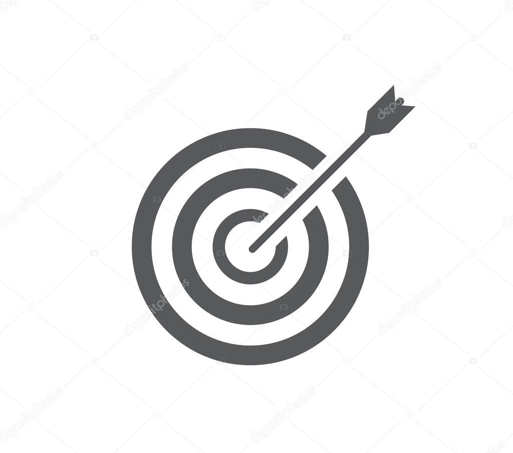 Target icon isolated on white background. Mission icon. Symbol for web site and app ui. Vector illustration.