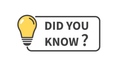 Biliyor muydun? Beyaz arka planda ampul var. İş ve reklam için tavsiye ve fikir. Yaratıcı bir fikir. Vektör illüstrasyonu