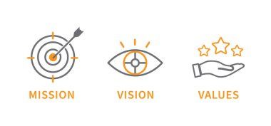 Mission, Vision and Values icon. Business success concept. Organization mission. flat design. Vector illustration