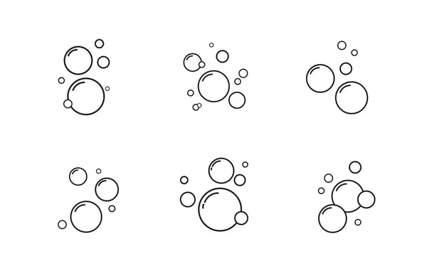 Soap Bubbles Icon Set Oxygen Bubbles Water Foam Shampoo Isolated — Image vectorielle