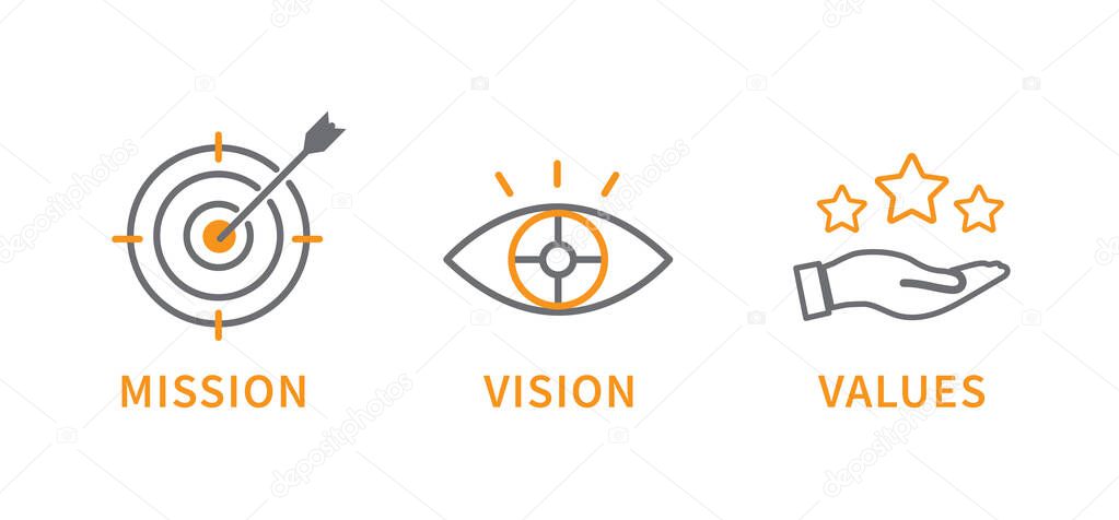 Mission, Vision and Values icon. Business success concept. Organization mission. flat design. Vector illustration