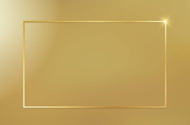 Sarı arka planda izole edilmiş altın çerçeveler. Lüks bir şekilde. Düğün davetiyeleri. Vektör illüstrasyonu