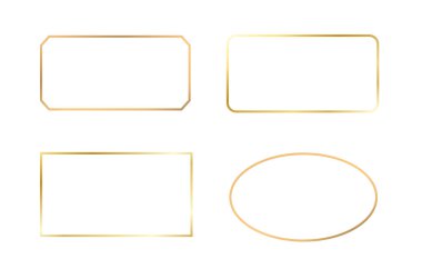 Altın çerçeve koleksiyonu beyaz arka planda izole edildi. Lüks tasarım şablonları. Vektör illüstrasyonu