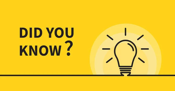 Sarı arka planda ampul olduğunu biliyor muydun? Yaratıcı fikir ve ilham konsepti. Vektör illüstrasyonu