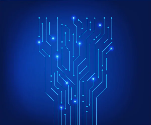 Devre kurulu fütüristik teknolojisi. Soyut teknoloji mavi arka plan. Vektör illüstrasyonu
