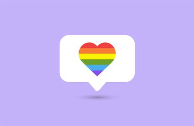 Sosyal medya lgbt simgesini seviyor. Gururlu LGBT kalbi. Tebligat gibi. Onur Ayı Haziran. Vektör illüstrasyonu