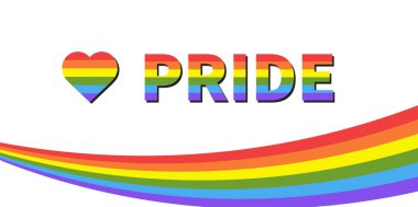 Beyaz arka planda LGBT gurur hareketi. Haziranda gurur ayı. Vektör illüstrasyonu