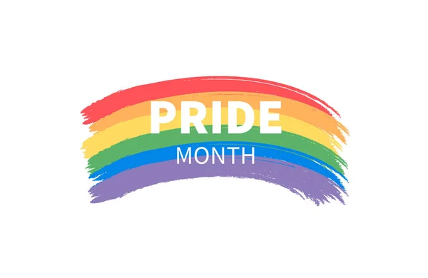 グランジブラシストローク虹の旗の誇りヶ月のレタリング Lgbtq多色 6月のプライド月間 ベクターイラスト — ストックベクタ