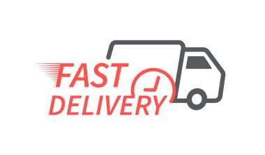 Hızlı dağıtım kamyonu ikonu seti. Hızlı nakliye. Web sitesi ve mobil uygulamalar için tasarım. İnternetten alışveriş konsepti. Vektör illüstrasyonu.