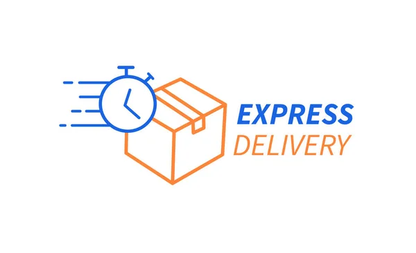 Consegna Express Con Cronometro Icona Scatola Cartone Concetto Shopping Online — Vettoriale Stock