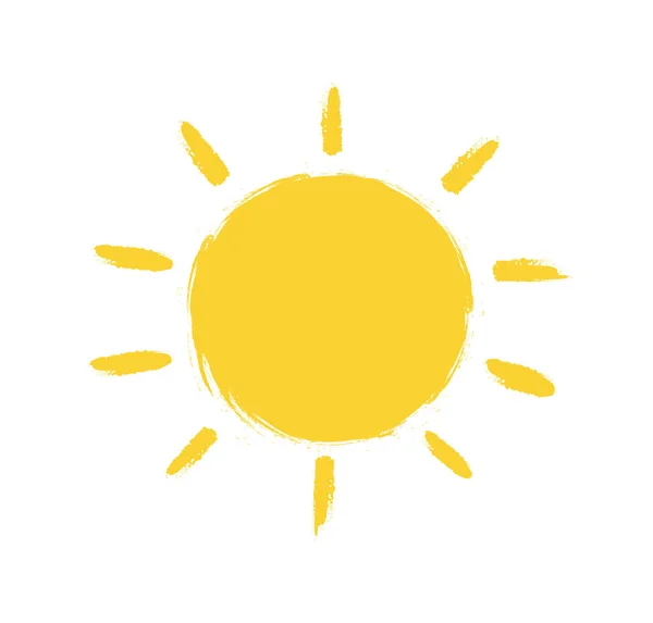 Beyaz arkaplanda güneş simgesi izole edildi. Gün ışığı, günbatımı. Vektör illüstrasyonu.