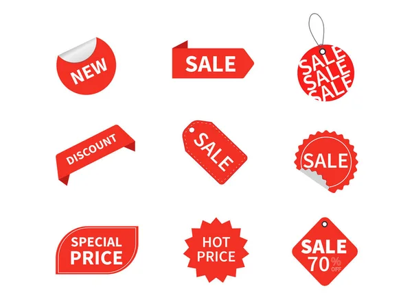 Set Sale Tags Ribbon Sale Ribbon Hot Price Discount Labels — Stockvector