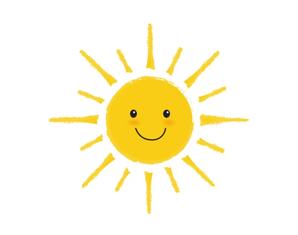 Εικόνα Χαμόγελου Ήλιου Απομονωμένη Λευκό Φόντο Χαριτωμένο Σχέδιο Εικονίδιο Ήλιο — Διανυσματικό Αρχείο