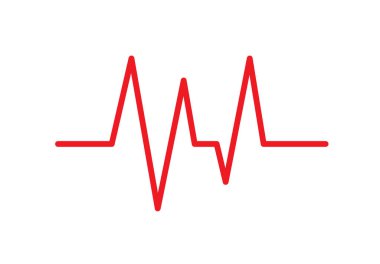 Kırmızı kalp atışı çizgisi simgesi. Nabız İzleyicisi. Vektör illüstrasyonu.