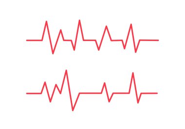 Red heartbeat line on white background. Pulse Rate Monitor. Vector illustration.