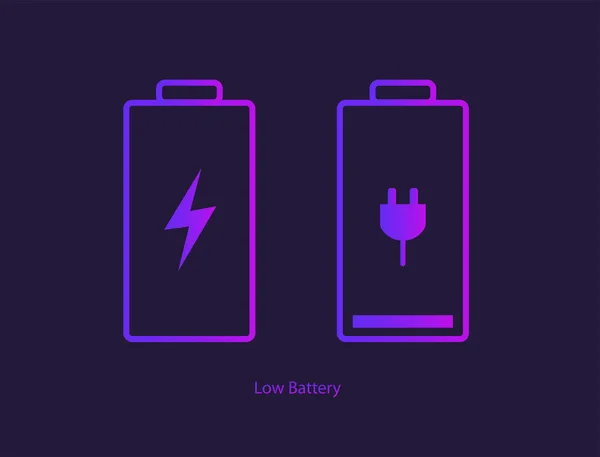 Low Battery Icon Charge Indicator Icon Isolated Black Background Vector — Archivo Imágenes Vectoriales
