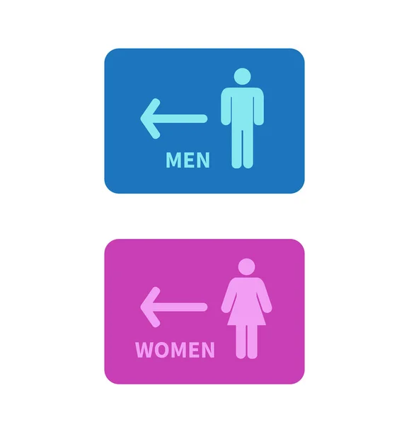Toilet Signs Men Women Restroom Icon Sign Arrow Left Vector — Stockvector