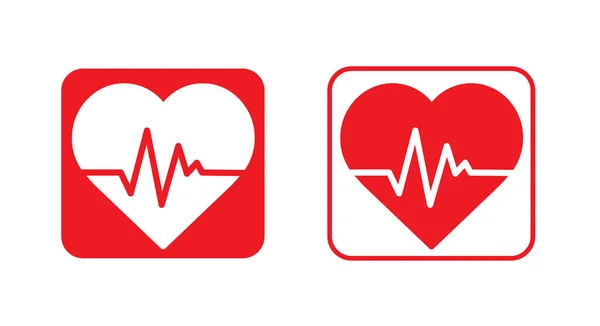 Icône Battement Cœur Rouge Sur Fond Blanc Moniteur Fréquence Cardiaque — Image vectorielle