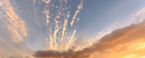 Glühender Himmel Der Abenddämmerung Einem Herbstabend Banner Panoramisch Panoramisch — Stockfoto