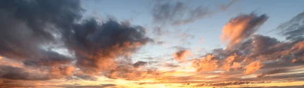 Оранжевое Небо Закате Панорама Панорамный Баннер Печать Плакат — стоковое фото