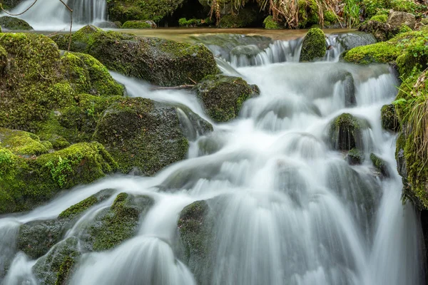Waterfall Mountain Stream Spring Vosges France Europe — 图库照片