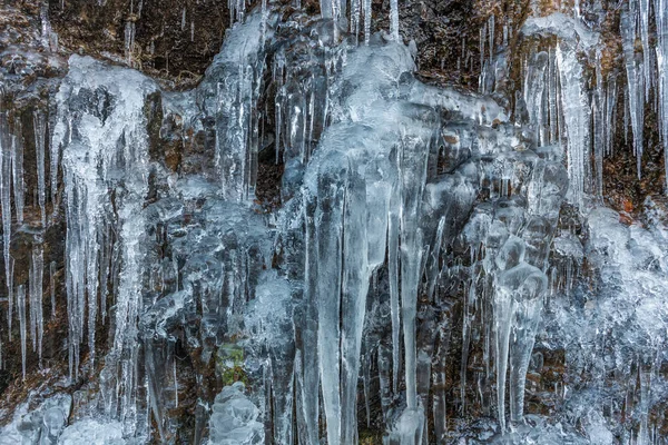 Ледяные Сосульки Образуют Ледопад Горах Зимой Франция — стоковое фото