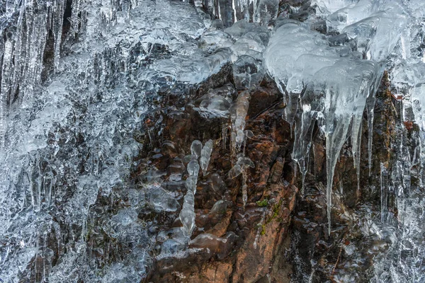 Icicles Forming Icefall Mountain Winter France — Stock Photo, Image
