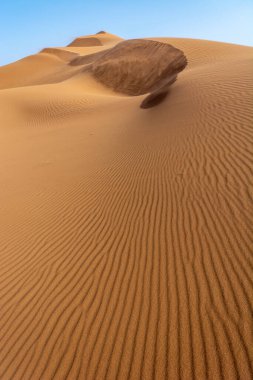 Erg Chebbi, Merzouga 'nın kum çölü, Fas' ın güneydoğusu. Gezginler için popüler bir hedef. Fas.