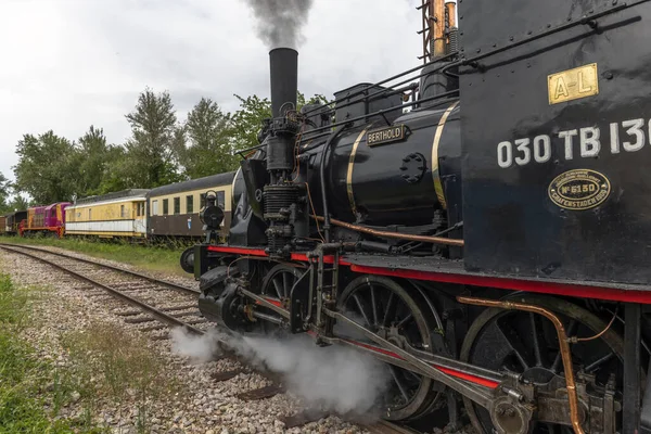 Stoomlocomotief Van Rijn Tourist Railway Het Voorjaar Volgelsheim Elzas Frankrijk — Stockfoto