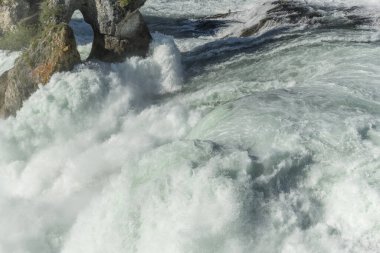 İlkbaharda Ren Şelalesi, Avrupa 'nın en büyük şelalesi. Neuhausen ben, Schaffhausen, İsviçre.