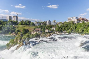 İlkbaharda Ren Şelalesi, Avrupa 'nın en büyük şelalesi. Neuhausen ben, Schaffhausen, İsviçre.