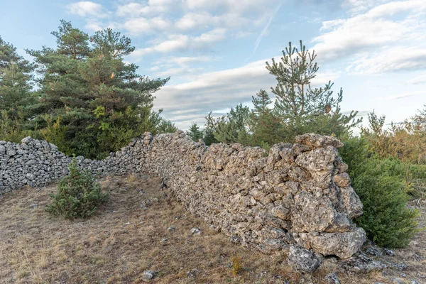 Parede Pedra Causse Mejean Cevennes Aveyron França — Fotografia de Stock
