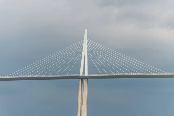 Millau viaduct, cable-stayed bridge over Tarn valley. The highest road bridge in the world. A75 motorway. Aveyron, France.