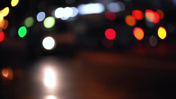 Размытый Абстрактный Боке Ночной Городской Подсветки Красивой Вечерней Улице Москвы — стоковое видео