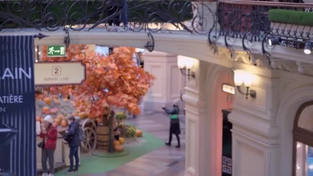 Размытый Вид Торговые Галереи Универмага Гум Москве Выходящие Красную Площадь — стоковое видео