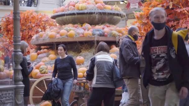 Elmosódott Gum Áruház Moszkvában Szemben Vörös Térrel Fényképeket Készítenek Halloween — Stock videók