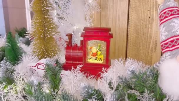 Christmas composition made of Christmas decoration. New Year concept. — Stockvideo