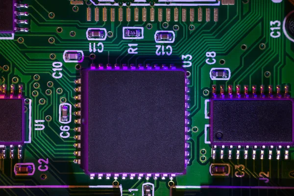 Makro Detailní Záběr Konceptu Mikročipu Procesoru Cpu High Tech Řídicího — Stock fotografie