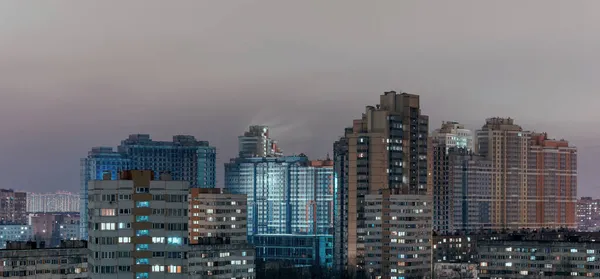 Panorama Vechernego Goroda Spal Nyye Rayony Urbanisticheskiy Peyzazh Novostroyek Rossii — Stock fotografie