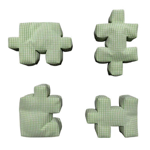 3D textile green puzzles — Stock Photo, Image