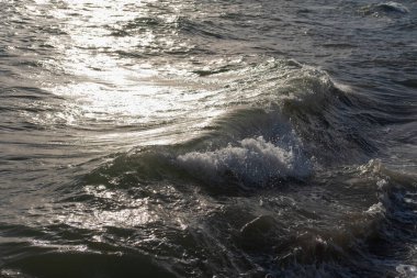 Deniz arka planında güçlü dalgalar. Olayın konsepti.