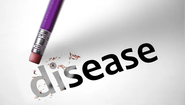 Eraser deleting the word Disease — Stock Photo, Image