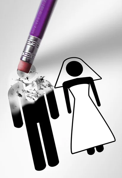 Effacer la suppression du marié, ou du mari, dans un dessin de mariage — Photo