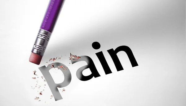 Eraser deleting the word Pain — Stock Photo, Image