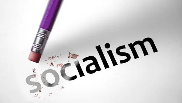 Eraser deleting the word Socialism — Stock Photo, Image