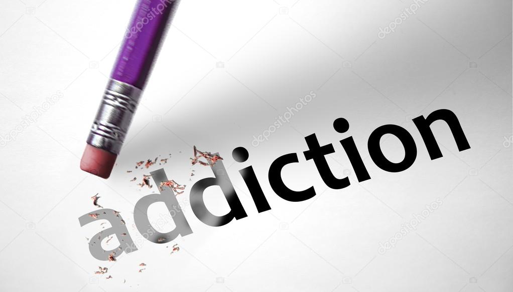 Eraser deleting the word Addiction 